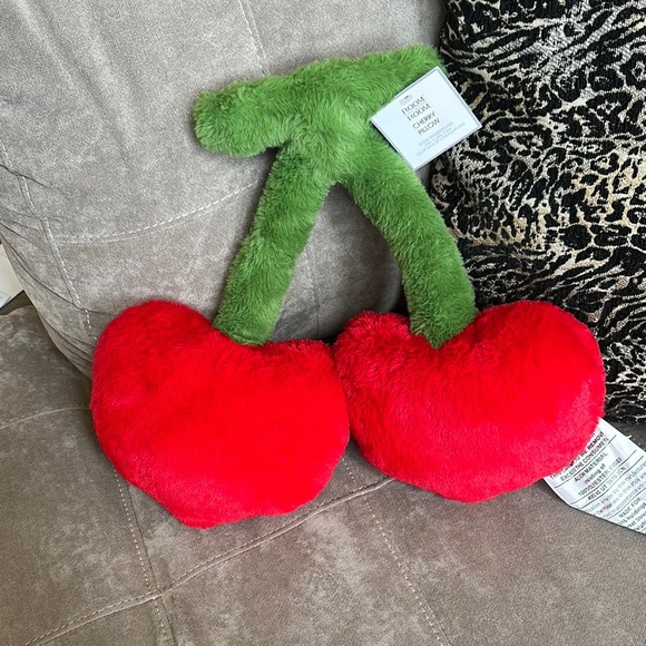 Room Other - Red and Green Plush Cherry Accent Pillow